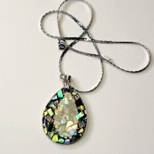 Genuine Abalone Shell Pendant Necklace Teardrop Abalone Pendant Oval Pendant